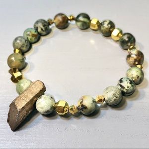 African Turquoise, Swarovski Crystal and Quartz